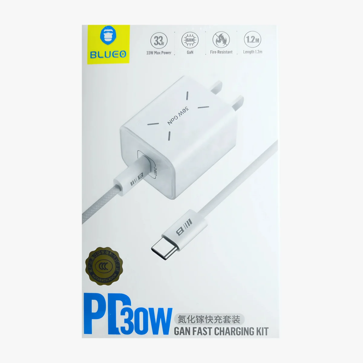 Kit Adaptador Blueo GaN 30W De Pared + Cable De Carga Rápida - Image 3