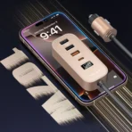 Cargador Para Carro Largo Multi Puerto Carga Rápida 107W - Oro Rosa - Image 2