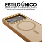 Estuche Semi Cuero Antigolpes Con Proteccion Militar Para iPhone 17 Pro Color Marrón - Image 4