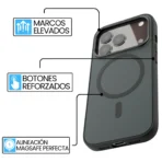 Estuche Semi Cuero Antigolpes Con Protección Militar Para iPhone 17 Pro Color Negro - Image 3