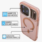 Estuche AntiGolpes Con brillos Para iphone 17 Pro Max Rosado - Image 3