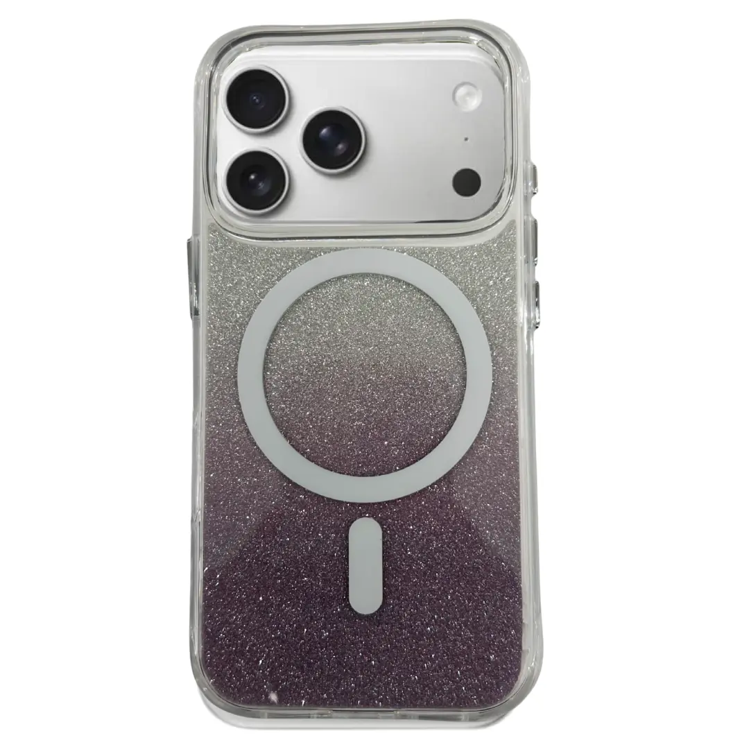 72 Estuche protector AntiGolpes Con brillos Para iphone 17 Pro Max Morado - Image 1