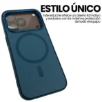 Estuche Semi Cuero Antigolpes Con Protección Militar Para iPhone 17 Pro Color Azul - Image 4