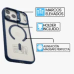 Estuche AntiGolpes Transparente Con Soporte Para iPhone 17 Pro Max Azul - Image 4