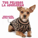 Ropa para mascota camisa para perro Fendi - MARRÓN - Image 4