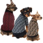 COMBO de 3 Piezas de camisa para mascota Ropa para perro Fendi - (rojo, gris, marron)