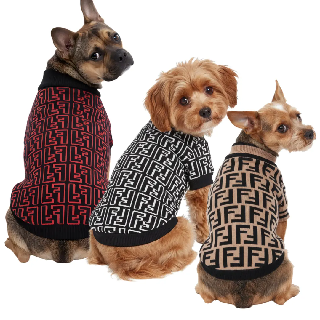 152 COMBO de 3 Piezas de camisa para mascota Ropa para perro Fendi - (rojo - blanco - Marron) - Image 1