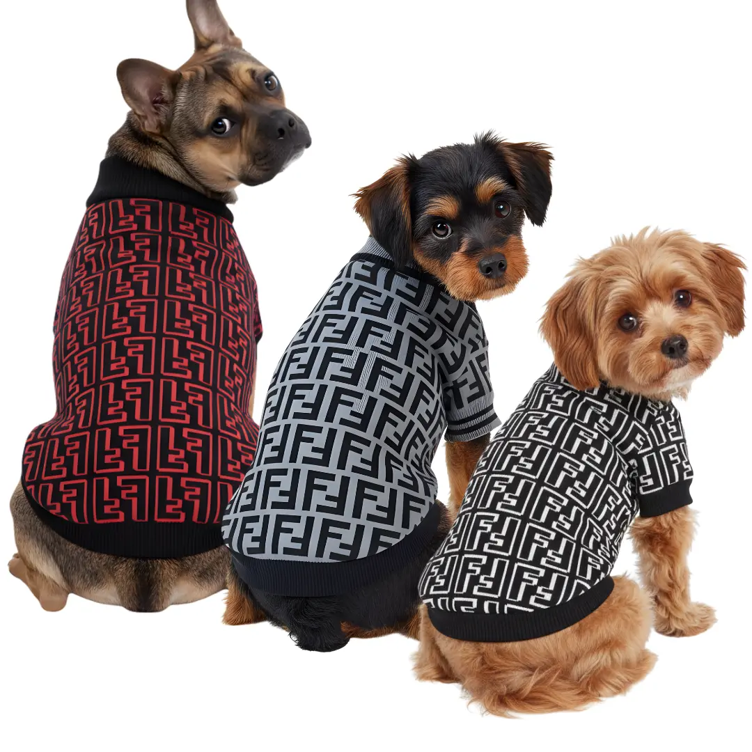 154 COMBO de 3 Piezas de camisa para mascota Ropa para perro Fendi - (rojo - gris - blanco) - Image 1
