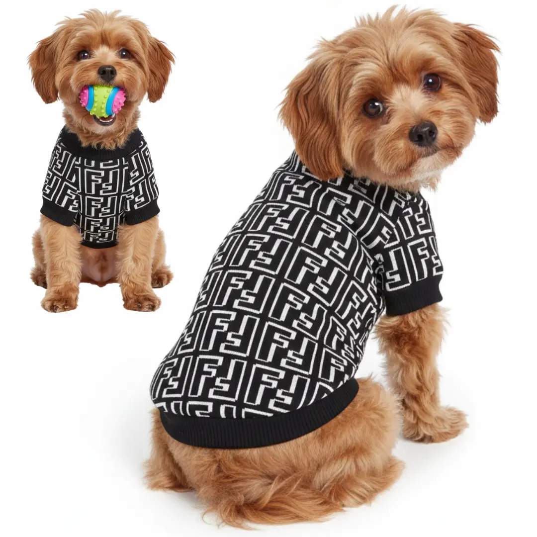 88 Ropa para mascota camisa para perro Fendi - BLANCA Y NEGRA - Image 1