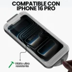 Vidrio Templado Antiespia Dureza 9H + Kit de colocación Para Iphone 16 Pro - Image 5