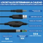 Diademas Rgb Gamer Alambricas OKINAGUA - Negro - Image 6